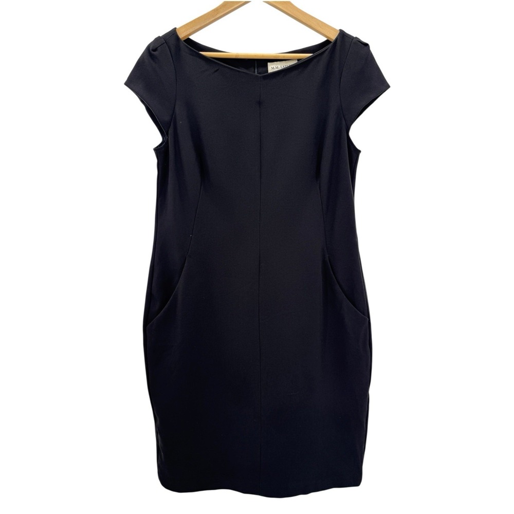 M.M. LaFleur Black Cap Sleeve Work Sheath Dress Size 12 Career Minimalist